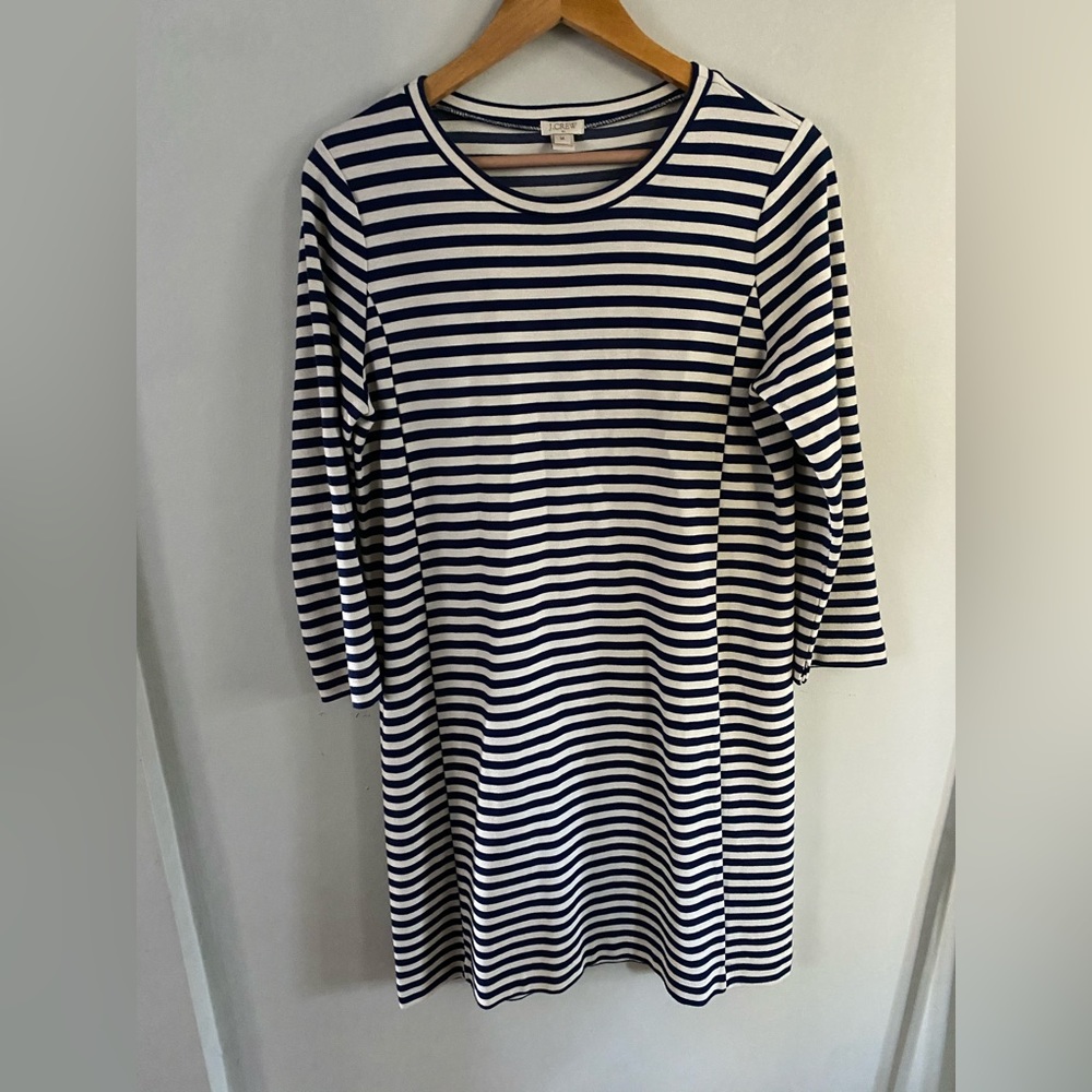 Jcrew medium navy striped dress